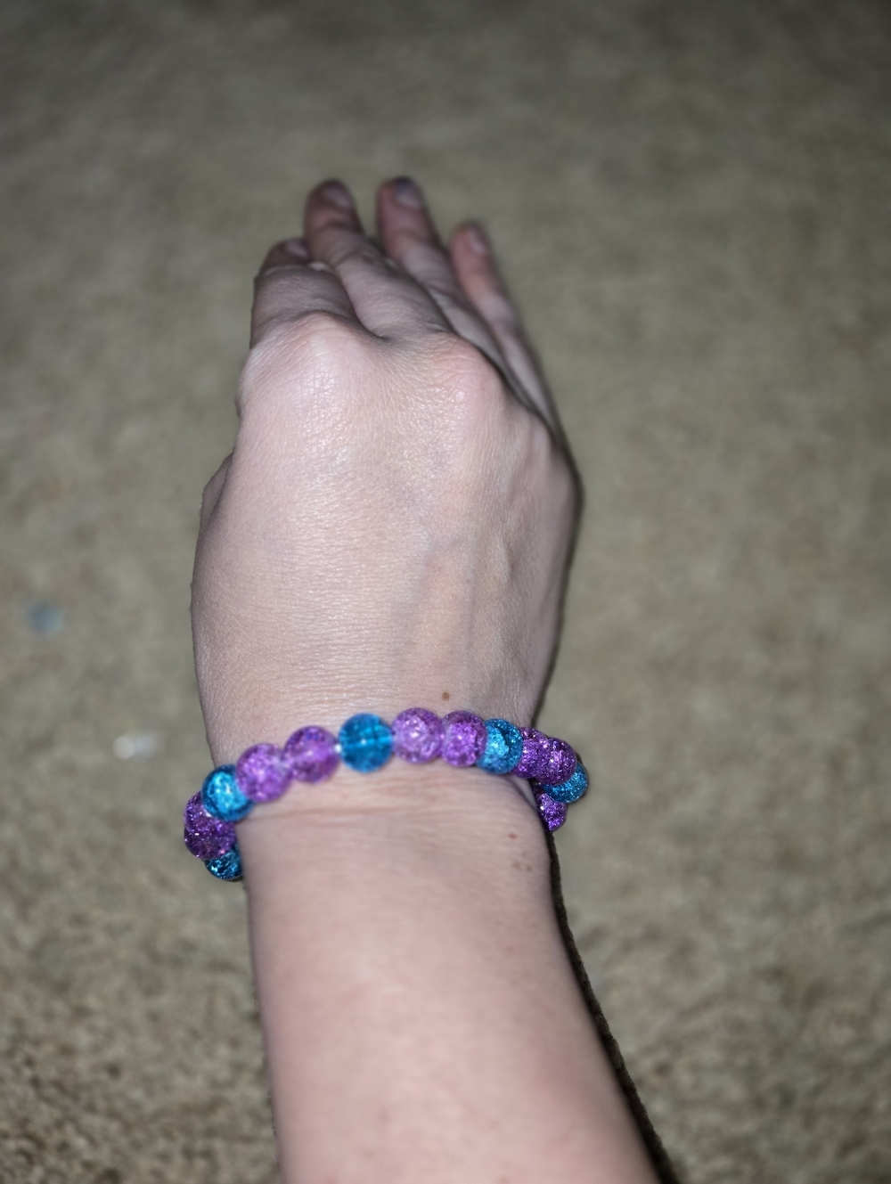 Handmade Beaded Bracelet • Purple Blue Sparkle Beads • Artisan Jewelry Gift 300